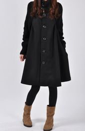 Dames col haut longue jupe manteaux hiver laine mélanges vêtements d'extérieur femmes vêtements hauts amples femme vestes manteaux S-5XL grande taille
