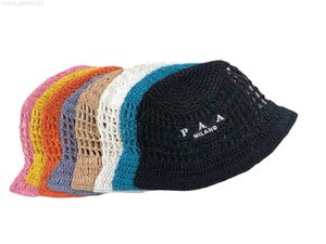 Dames Hollow Hand Gebreide vissershoed Strohoed Merkontwerp Luxe Casual Fashion Summer Outdoor Beach Solid Color Sunshade Hat