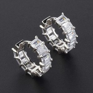 Boucle de bijoux pour dames Bague d'oreille diamant 18K Gol blanc 925 argent sterling cubic zircon therm