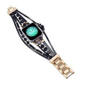 Bracelet de bijoux pour dames Bracelet en métal pour Apple Watch 44mm 41mm 38 mm 42 mm 49 mm 40mm 45 mm Perles