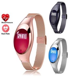 Dames dame femmes cadeau mode montre intelligente Z18 avec moniteur de fréquence cardiaque de pression artérielle podomètre Fitness Tracker bracelet Retail7353578