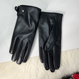 Guantes de cuero de damas Guantes de diseñador de guantes de la piel de cordero al aire libre Guantes de forro cálidos Regalo de cumpleaños de Navidad