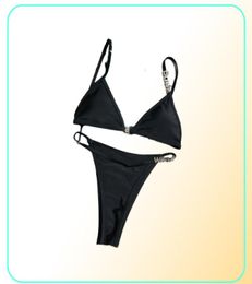 Damesbrief bikini set mode dames039s zwempak sexy eenvoudige riem biquini set casual dunne dunne strandkleding met taille CH3099546