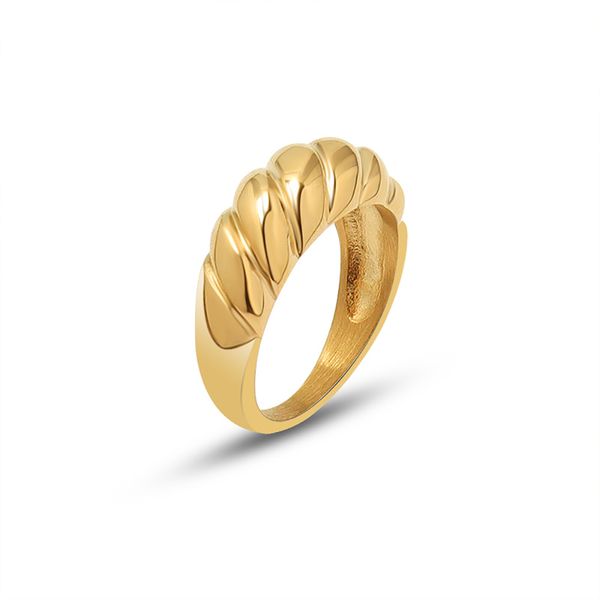 Anillo lineal para mujer, anillo liso creativo exquisito, anillo de acero inoxidable chapado con oro de 18 quilates, regalo de joyería de moda