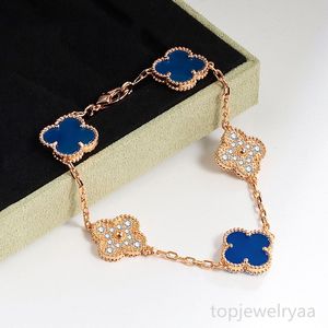 Dames luxe mode glamour diamant vergulde agaat armband hanger klavertje vier armband ontwerper lengte 19 cm 18k gouden armband voor meisjes cadeau