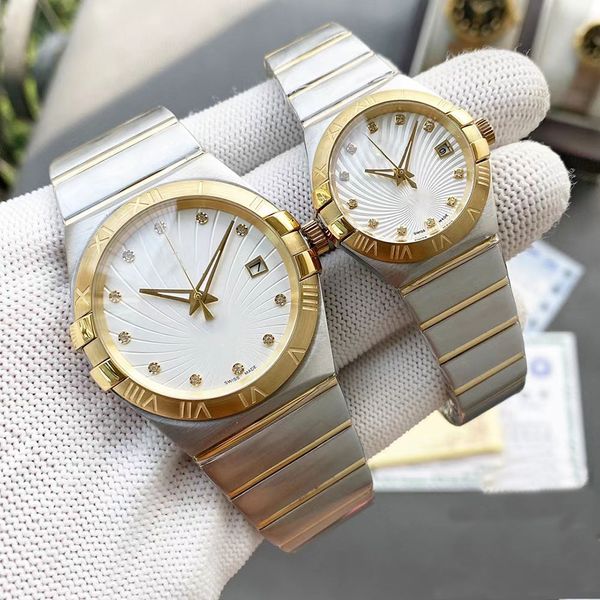 Montre mécanique pour dames 28mm 38mm cadran blanc montres-bracelets de créateur originales en acier inoxydable Expression Couple montres montre-bracelet d'affaires