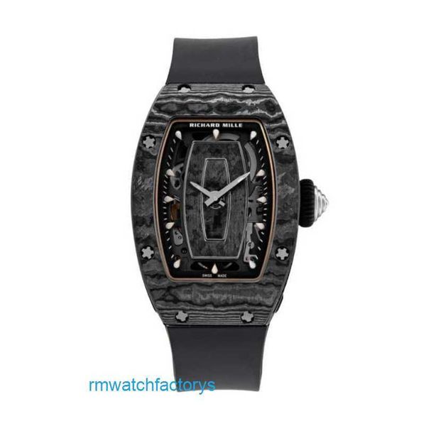 Reloj de pulsera RM con movimiento para mujer RM07-01 Relojes automáticos Relojes de pulsera de fabricación suiza Ms Carbon Fiber TPT RM07-01