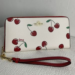 Portefeuille à imprimé cerise pour femme, nouvelle édition limitée, portefeuille long, portefeuille zippé, portefeuille pour femme CF406, rangement portable, exquis et tendance, sac à langer polyvalent, sac à main