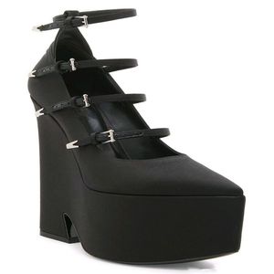 Dames Nieuwe vrouwen Satin Leather Super Hog Heel Shoes Platform Pumps Pine Cake Dikke bodem sexy dance par ff