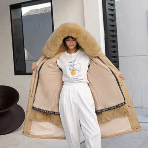 Ladies Parka Pie overwinnen Winter Bur Coat Rex Rabbit Fur Disachable Midlength Trend 201103