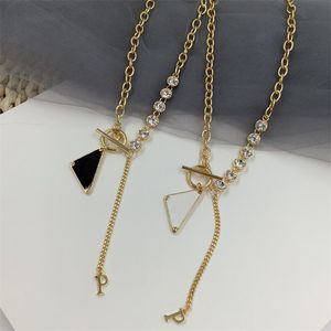 Dames hanglagers kettingen designer sieraden met diamant dames omgekeerde gouden zilveren letterketens link mannen trouwfeest ketting collier