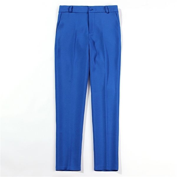 pantalon de couleur pure pour femmes tempérament bleu royal pantalon décontracté professionnel de haute qualité pour femme 210527