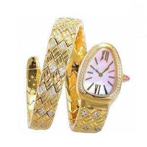 Damas de reloj de cuarzo Reloj Correa con forma de serpiente de diamantes Diseño de estilo único de 23x34 mm Serie Sport Sports Womens Watches
