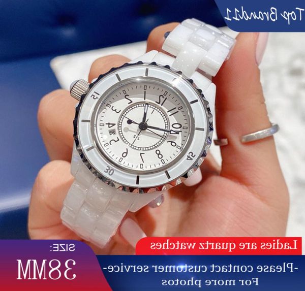 Dames Quartz Watch Elegant Luxury Face en pierre en céramique de haute qualité 38 mm Bracet de diamant blanc imperméable STEE2253552