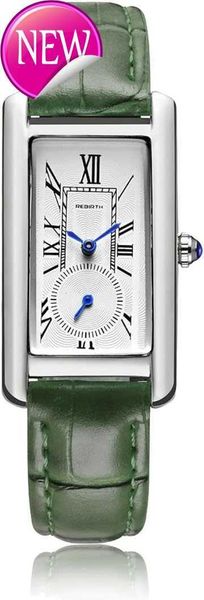 Montre à quartz pour femme montre habillée rectangulaire à la mode avec bracelet en cuir et couronne en saphir