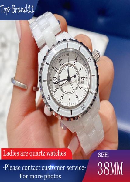 Dames Quartz Watch Noble Elegant Luxury Face en pierre en céramique de haute qualité 38 mm Marque Bracelet en diamant blanc imperméable Stainles2585008