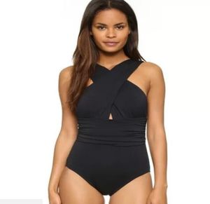 Mesdames Sexy Cross Halter Femmes Swimwear One Piece Swimsuit Solid Bathing Chape