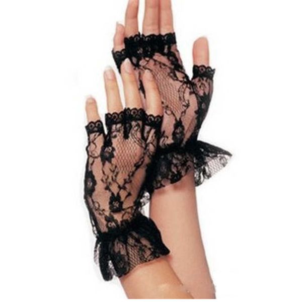 Mesdames Sexy Black Lace Glants sans doigts Net Goth Goth Gothic Casual Lace Accessoire sans doigt Femelle 2020 NOUVEAU Y0827