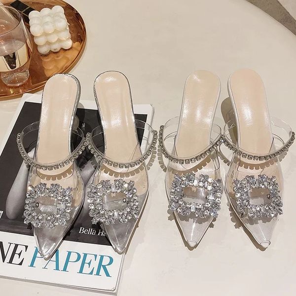 Zapatos de damas a la venta 2024 Fashion Toe Crystal Transparent Womens High Heels High Casual Bump Mujeres Zapatos Mujer 240417