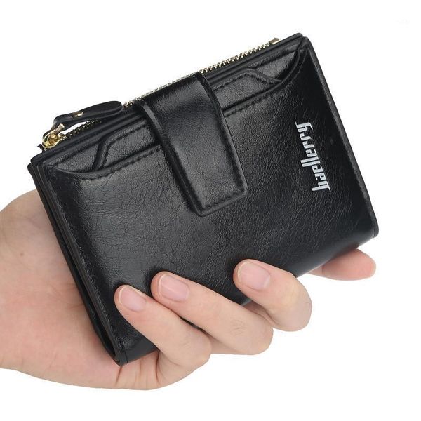 Dames court portefeuille porte-carte d'identité rouge élégant de haute qualité en cuir PU petit porte-monnaie à glissière Wallets1