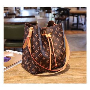 Bolsos de hombro para mujer Neonoe Bolso de cubo con cordón Bolsos con patrón de letras de moda Mochila de diseñador # 40515