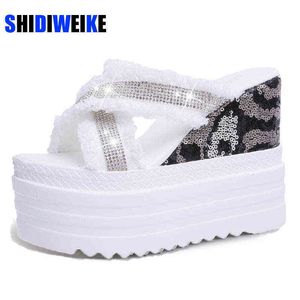 Dames slippers en sandalen zomer steentje wit platform wiggen schoenen voor vrouwen casual wedge vrouw 220520