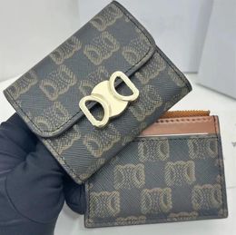 TRIOMPHE Porte-Monnaie en Cuir de Vachette Ensembles de 2 Pièces Porte-Monnaie en Cuir de Vachette Petits Sacs à Main pour Femmes Portefeuille Court de Créateur pour Femmes TRIOMPHE Porte-Monnaie pour Hommes Designers de Luxe