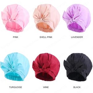 Chapeaux de soins capillaires noués pour femmes, couleur unie, à la mode, bande élastique, Bonnet de sommeil, Bonnet de douche, Turban, bonnet de chimio