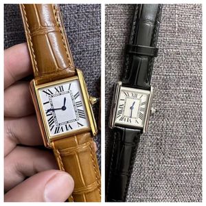 Dames vierkant horloge met kleine wijzerplaat Heren quartz luxe horloge Designer precisie stalen kast lederen band horloge Hoge kwaliteit waterdicht paar horloge Montre de Luxe