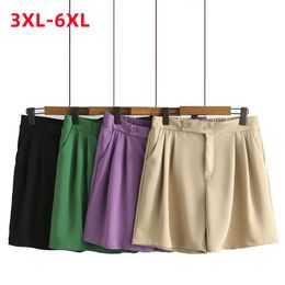 Mesdames Summer Plus Shorts pour femmes grandes lâches décontractées de jambe large khaki 3xl 4xl 5xl 6xl 240420