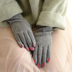Dames touchscreen handschoenen mode koreaanse stijl elegante nagel patroon borduurwerk herfst winter warme elastische comfortabele handschoenen1