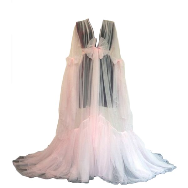 Dames Tulle Robe Sexy Robes Transparentes Fluffy Photographie Robes De Mariée Marabout/Charmeuse Robe De Chambre Cadeaux De Fête Robe De Demoiselle D'honneur