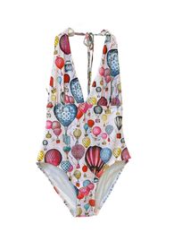 Dames v nek één stuk badpak halter badmode zwemkleding zomervakantie strand ondergoed gewatteerde dames bikini sexy bloemen streep letter patroon pads pushing badende pakken