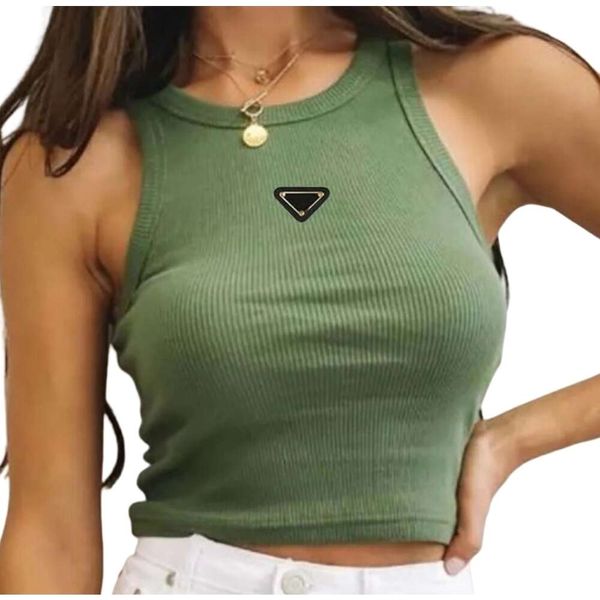 Chalecos para mujer Top de diseñador Verano caliente Camiseta blanca para mujer Tops Camisetas Bordado de cultivos Hombro sexy Tanque negro Camisas sin espalda sin mangas ocasionales Chaleco de color sólido de lujo