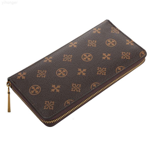 Portefeuille coréen multi-cartes pour femmes, pochette mi-longue à motif ancien, sac à fermeture éclair de grande capacité