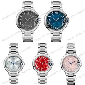 Dameshorloge automatisch mechanisch 33 mm rode wijzerplaat 40 mm herenhorloge WSBB0060 horloges met leren band