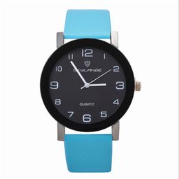 Montre pour femme HBP mm classique cadran noir bracelet en cuir bleu clair montres à Quartz pour femmes cadeau d'affaires décontracté es