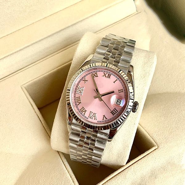 Montre femme rose Montre 36mm montres mécaniques automatiques montre-bracelet de mode bracelet en acier inoxydable Montre de luxe