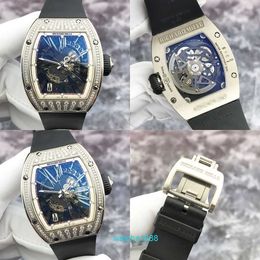 Dameshorloge RM Watch Nieuwste horloge RM023 Skeleton wijzerplaat 18K witgoud Originele diamanten datum Automatisch mechanisch herenhorloge Grote wijzerplaat