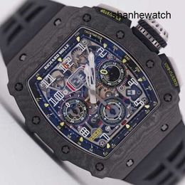 Dameshorloge Sporthorloge RM Horloge Rm11-03-serie Black Knight Ntpt Koolstofvezel Timing Machine Zwitserse beroemde RM1103 Chronograaf