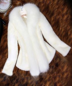 Mesdames White Faux Mink Coat cape Fur Fox Collier de fourrure courte Bouton Couvre-Couvre-Couvre-Mlin Femininos7639323