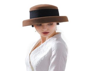 Mesdames Wool en feutre des chapeaux avec un voile de fleur Fedora laine d'hiver pour les femmes fascinatrice plate largeur vintage cloche chapeau m672298404