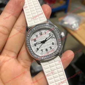 Dames Pol Watch Life Waterdichte mode Diamond Watch Natural Rubber Strap 35mm witte wijzerplaat saffier glas klassieke stijl horloges luxe bezel 5067A-011