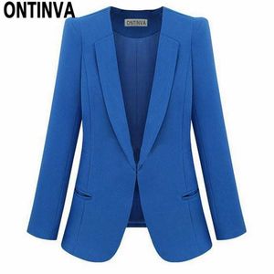 Dames Geel Blazer Feminino Plus Size 4XL Formele Jas Dames White Blaser Rosa Vrouwelijke Blauwe Dames Suit Office 210527