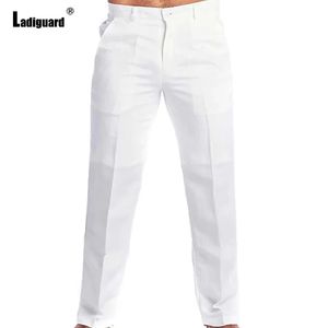 Ladiguard Mens Stand Pocket Pocket Casual Linnen Suit broek Elegante straat broek Plus Size 3xl Fashion Sweatpants 240422