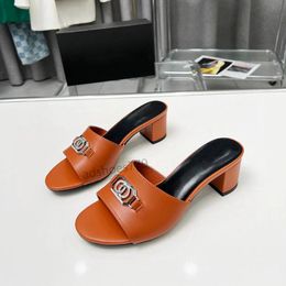 Lady 50mm Blok Hiel slippers muilezels sandalen kalfsleer zilveren hardware buckle lederen buitenzool slippers luxe designer straatstijl slippers 35-43 met doos