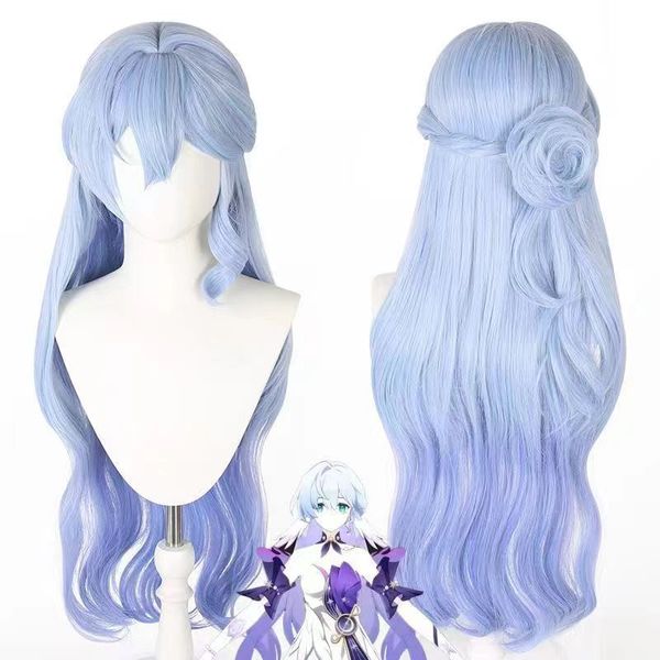 Lady 95cm Long Curly Wigs Fashion Cosplay Baby Blue Fluffy Disfraz Cabello Anime Full Wavy Party Caracter animado Reality Qrrnj