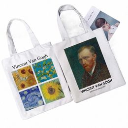 Lady Bag Shopper Van Gogh Art Peinture à l'huile Imprimé Kawaii Sac Harajuku Femmes Boutique Sac Toile Shopper Fille Sac à main Sacs fourre-tout z2oG #