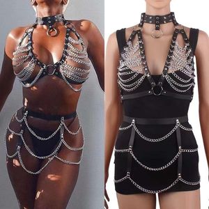 Lady Belt Belly Chain Body Bielry Trendy Popular PU Le cuir imitation bijoux Sexy Body Chain