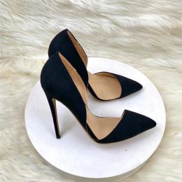 Lady Black Bling Classic Chaussures 8cm 10cm 12cm talons minces de haut Plus taille 33-45 Office pointu de la pompe confortable QP188 Roviciya